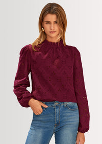 PRETTYGARDEN Womens Tops Dressy Casual Spring Long Sleeve Shirts Embroidered Eyelet Blouses Going Out Outfits