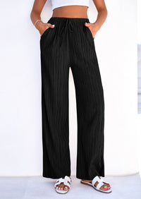 PRETTYGARDEN Womens Palazzo Pants Summer Fashion High Waisted Wide Leg Drawstring Flowy Beach Trousers with Pockets PRETTYGARDEN