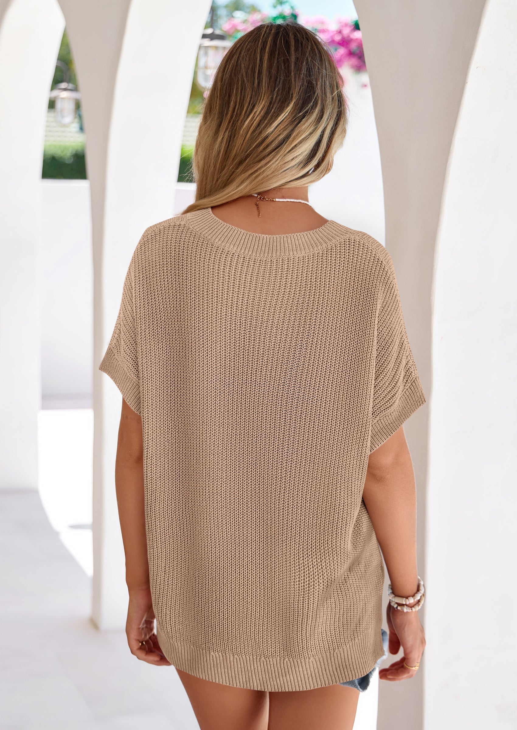 PRETTYGARDEN Women's Spring Short Sleeve Sweaters Lightweight V Neck Casual Going Out Summer T PRETTYGARDEN