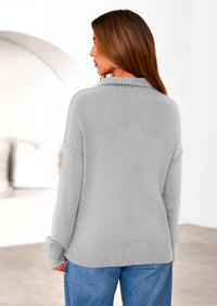 PRETTYGARDEN Womens Sweaters Quarter Zip Pullover Early Fall Fashion Long Sleeve V Neck Collared Knit Winter Jumper Tops