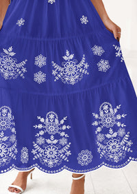 PRETTYGARDEN Boho Dresses for Women Summer Spring Casual Floral Short Sleeve V Neck Maxi Elastic Waist Dress Pockets PRETTYGARDEN