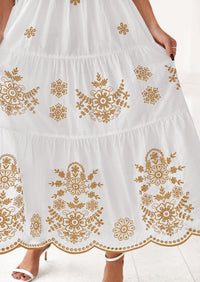 PRETTYGARDEN Boho Dresses for Women Summer Spring Casual Floral Short Sleeve V Neck Maxi Elastic Waist Dress Pockets PRETTYGARDEN