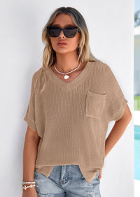 PRETTYGARDEN Women's Spring Short Sleeve Sweaters Lightweight V Neck Casual Going Out Summer T PRETTYGARDEN