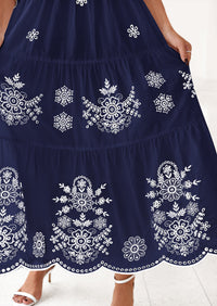 PRETTYGARDEN Boho Dresses for Women Summer Spring Casual Floral Short Sleeve V Neck Maxi Elastic Waist Dress Pockets PRETTYGARDEN