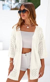 PRETTYGARDEN Summer Cardigan Sweaters for Women Lightweight  Short Sleeve Knit Coverup Spring Beach Vacation Clothes PRETTYGARDEN