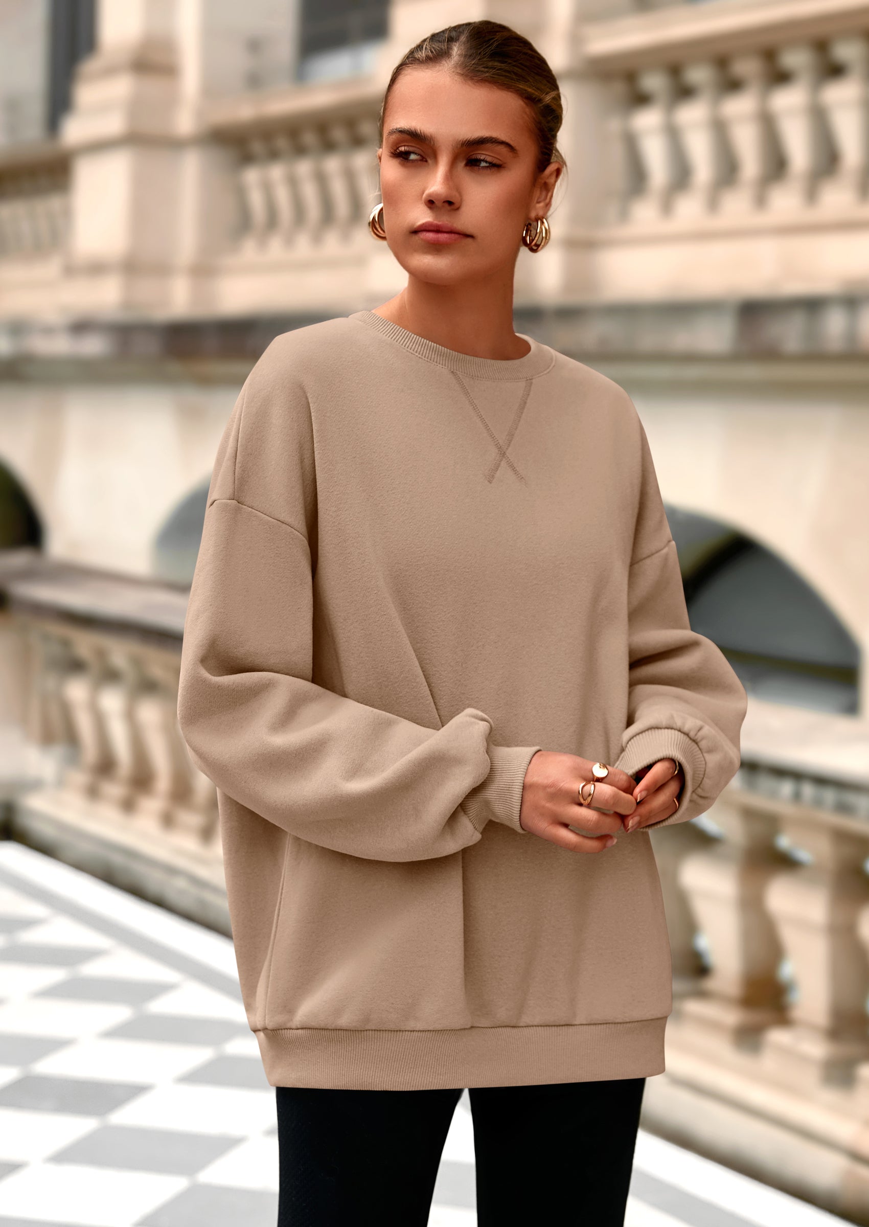 PRETTYGARDEN Oversized Sweatshirt for Women Fall Outfits Crewneck Long Sleeve Tops Fleece Pullover Winter Clothing