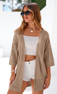 PRETTYGARDEN Summer Cardigan Sweaters for Women Lightweight  Short Sleeve Knit Coverup Spring Beach Vacation Clothes PRETTYGARDEN