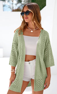PRETTYGARDEN Summer Cardigan Sweaters for Women Lightweight  Short Sleeve Knit Coverup Spring Beach Vacation Clothes PRETTYGARDEN