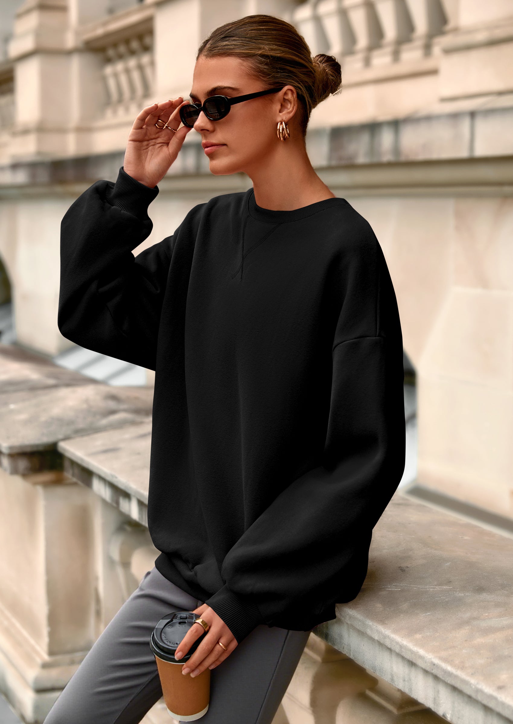 PRETTYGARDEN Oversized Sweatshirt for Women Fall Outfits Crewneck Long Sleeve Tops Fleece Pullover Winter Clothing