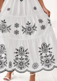 PRETTYGARDEN Boho Dresses for Women Summer Spring Casual Floral Short Sleeve V Neck Maxi Elastic Waist Dress Pockets PRETTYGARDEN