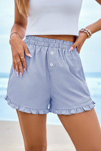 PRETTYGARDEN Womens Boxer Shorts Y2K Ruffle Pajama Summer Spring Lounge Sleep Striped Casual Beach Pj Bottoms Pockets PRETTYGARDEN