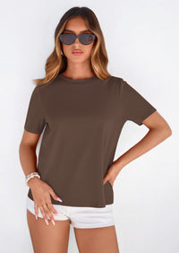 PRETTYGARDEN Womens Summer Tops Casual Basic Crewneck Short Sleeve Shirts Spring Fashion Clothing Going Out Outfits PRETTYGARDEN