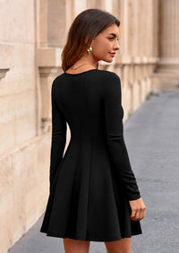 PRETTYGARDEN Fall Cocktail Dresses for Women Elegant Classy Wedding Guest Long Sleeve Homecoming Party A Line Mini Dress