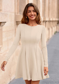 PRETTYGARDEN Fall Cocktail Dresses for Women Elegant Classy Wedding Guest Long Sleeve Homecoming Party A Line Mini Dress