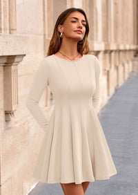 PRETTYGARDEN Fall Cocktail Dresses for Women Elegant Classy Wedding Guest Long Sleeve Homecoming Party A Line Mini Dress