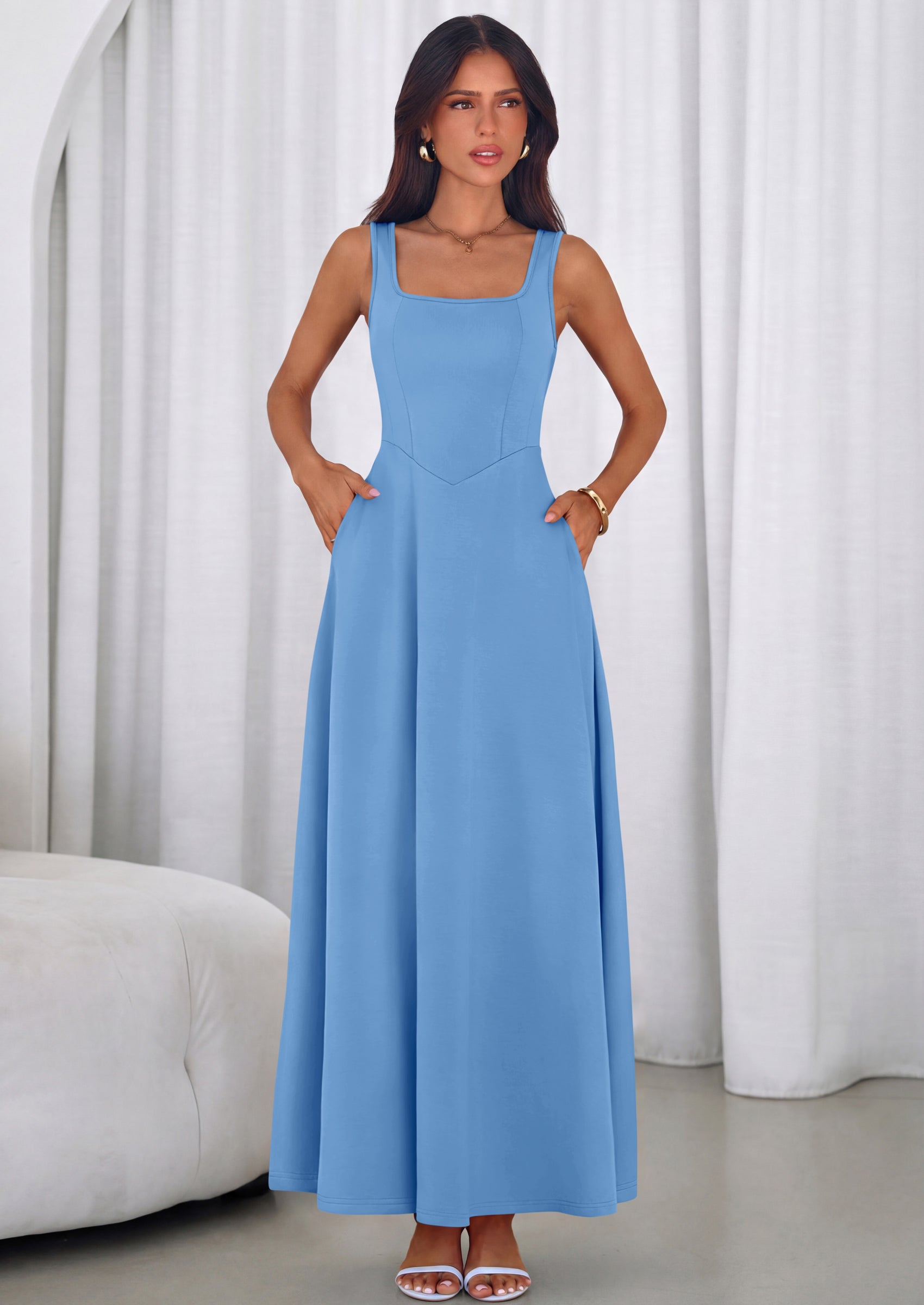 summer dresses ankle length summer color dresses Vibrant Ruffle Detail Sleeveless Ankle-Length Summer Dress Jolie Vaughan Boutique-parroquiadesanalbertomagno.com