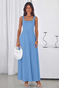 PRETTYGARDEN Womens Summer Dresses Sleeveless Elegant Square Neck Aline Swing Maxi Beach Wedding Guest Dress Pockets PRETTYGARDEN