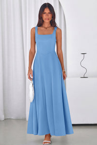 PRETTYGARDEN Womens Summer Dresses Sleeveless Elegant Square Neck Aline Swing Maxi Beach Wedding Guest Dress Pockets PRETTYGARDEN