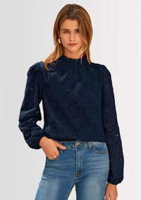 PRETTYGARDEN Womens Tops Dressy Casual Spring Long Sleeve Shirts Embroidered Eyelet Blouses Going Out Outfits