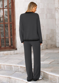 PRETTYGARDEN Lounge Sets for Women Fall Loungewear 2 Piece Outfits Cardigan Sweaters Track Suit Matching Winter Clothing