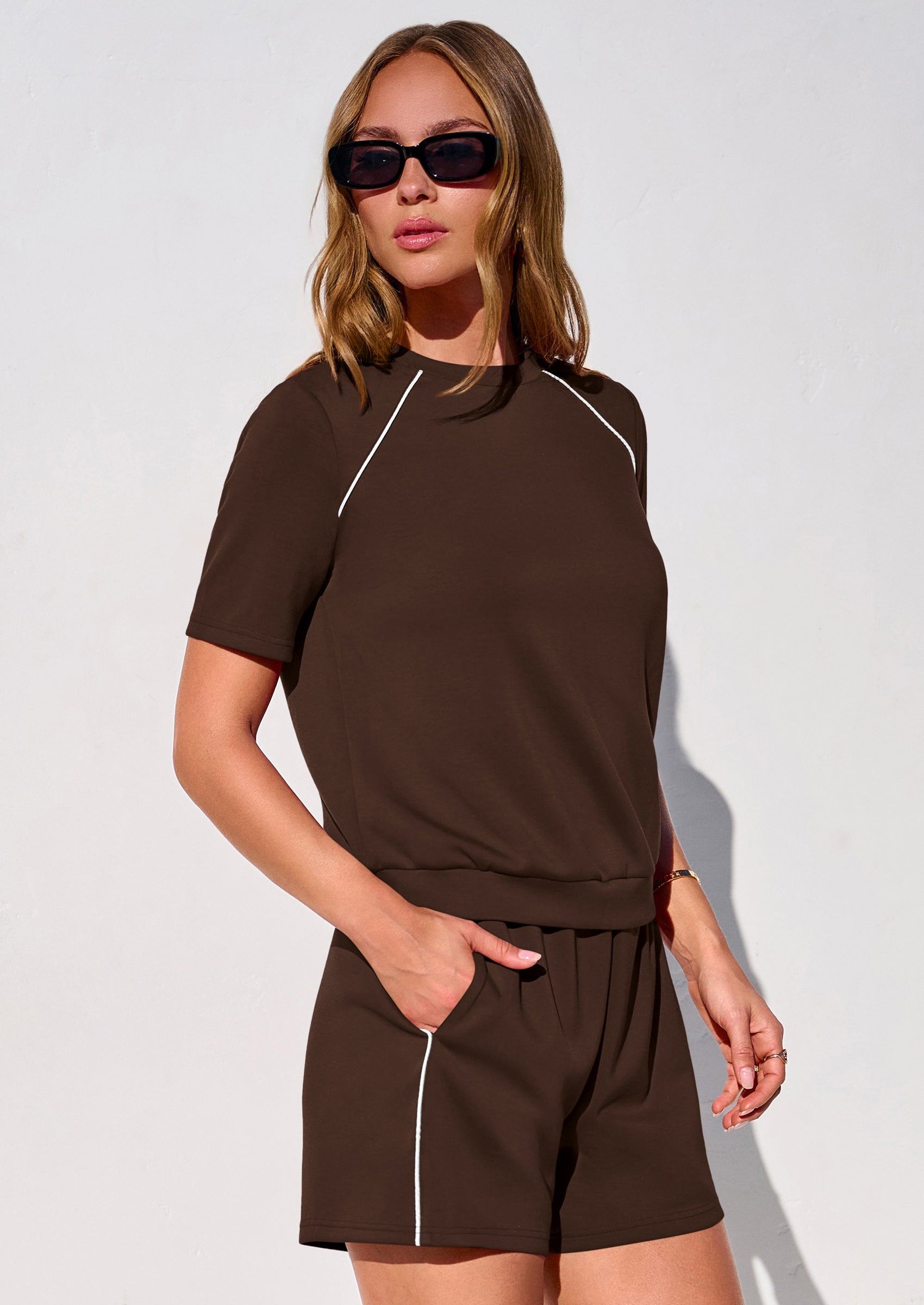 PRETTYGARDEN Sweatsuits Women 2 Piece Outfit Summer Lounge Shorts Sets Matching Spring Travel Beach Vacation Clothes PRETTYGARDEN