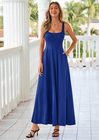PRETTYGARDEN Cocktail Dresses for Women Formal Summer Sleeveless A Line Long Flowy Spring Wedding Guest Party Midi Dress