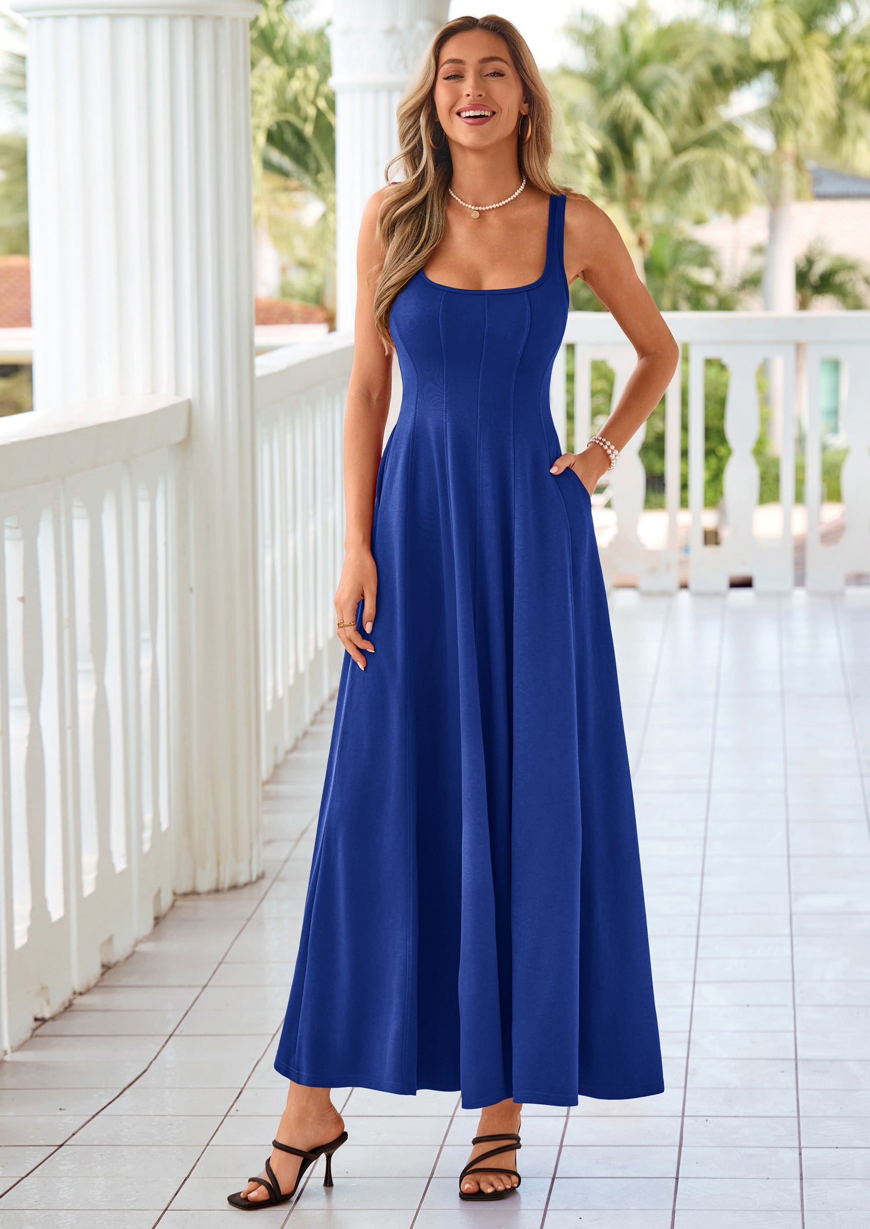 PRETTYGARDEN Cocktail Dresses for Women Formal Summer Sleeveless A Line Long Flowy Spring Wedding Guest Party Midi Dress