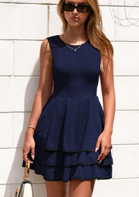 PRETTYGARDEN Women's Summer Sundresses Casual Elegant Sleeveless Flowy Tiered Ruffle A Line Mini Graduation Party Dress