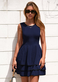 PRETTYGARDEN Women's Summer Sundresses Casual Elegant Sleeveless Flowy Tiered Ruffle A Line Mini Graduation Party Dress