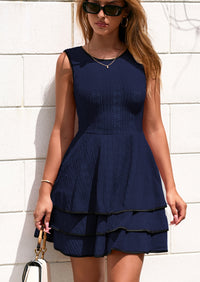 PRETTYGARDEN Women's Summer Sundresses Casual Elegant Sleeveless Flowy Tiered Ruffle A Line Mini Graduation Party Dress