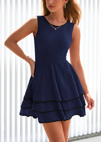 PRETTYGARDEN Women's Summer Sundresses Casual Elegant Sleeveless Flowy Tiered Ruffle A Line Mini Graduation Party Dress