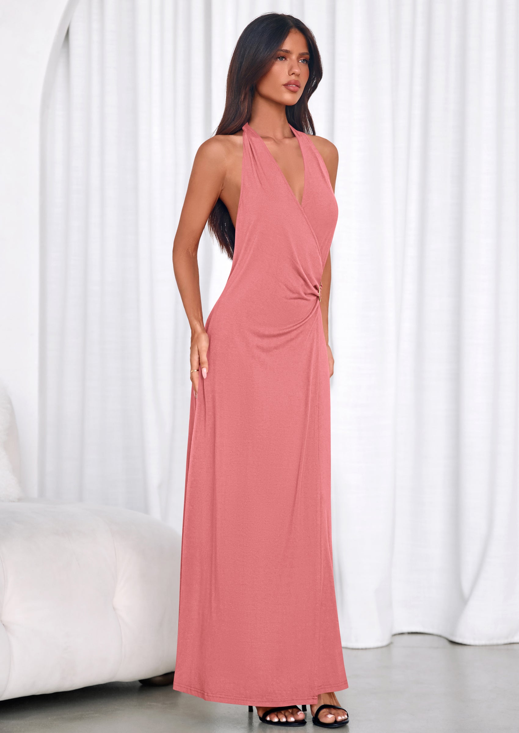 summer evening midi dresses Njagoc3 Womens Strapless A - Line Midi Dress, Solid Color for Summer Evening & Party Events