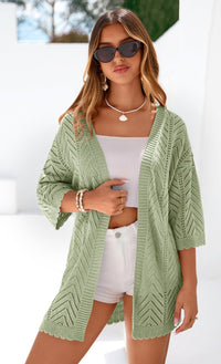 PRETTYGARDEN Summer Cardigan Sweaters for Women Lightweight  Short Sleeve Knit Coverup Spring Beach Vacation Clothes PRETTYGARDEN
