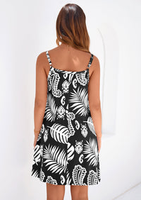 PRETTYGARDEN Women's Summer Dresses Casual Print Spaghetti Strap Sleeveless Sundress Beach Vacation Cover Ups PRETTYGARDEN