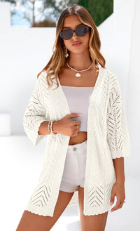 PRETTYGARDEN Summer Cardigan Sweaters for Women Lightweight  Short Sleeve Knit Coverup Spring Beach Vacation Clothes PRETTYGARDEN