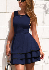 PRETTYGARDEN Women's Summer Sundresses Casual Elegant Sleeveless Flowy Tiered Ruffle A Line Mini Graduation Party Dress