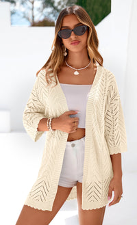 PRETTYGARDEN Summer Cardigan Sweaters for Women Lightweight  Short Sleeve Knit Coverup Spring Beach Vacation Clothes PRETTYGARDEN