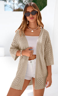 PRETTYGARDEN Summer Cardigan Sweaters for Women Lightweight  Short Sleeve Knit Coverup Spring Beach Vacation Clothes PRETTYGARDEN