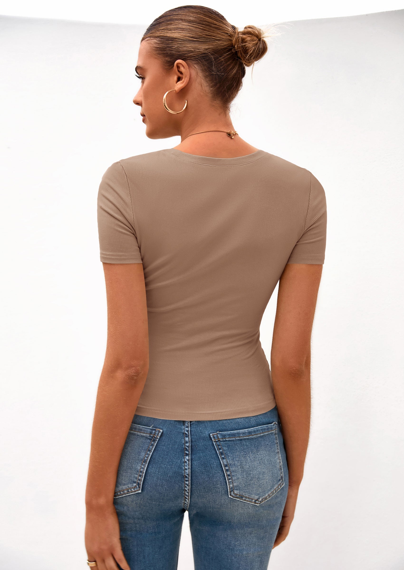 PRETTYGARDEN Women Summer Crew Neck Short Sleeve Tops Ribbed Knit Slim Fit Fashion Basic Tee Shirts Casual Going Out Top PRETTYGARDEN