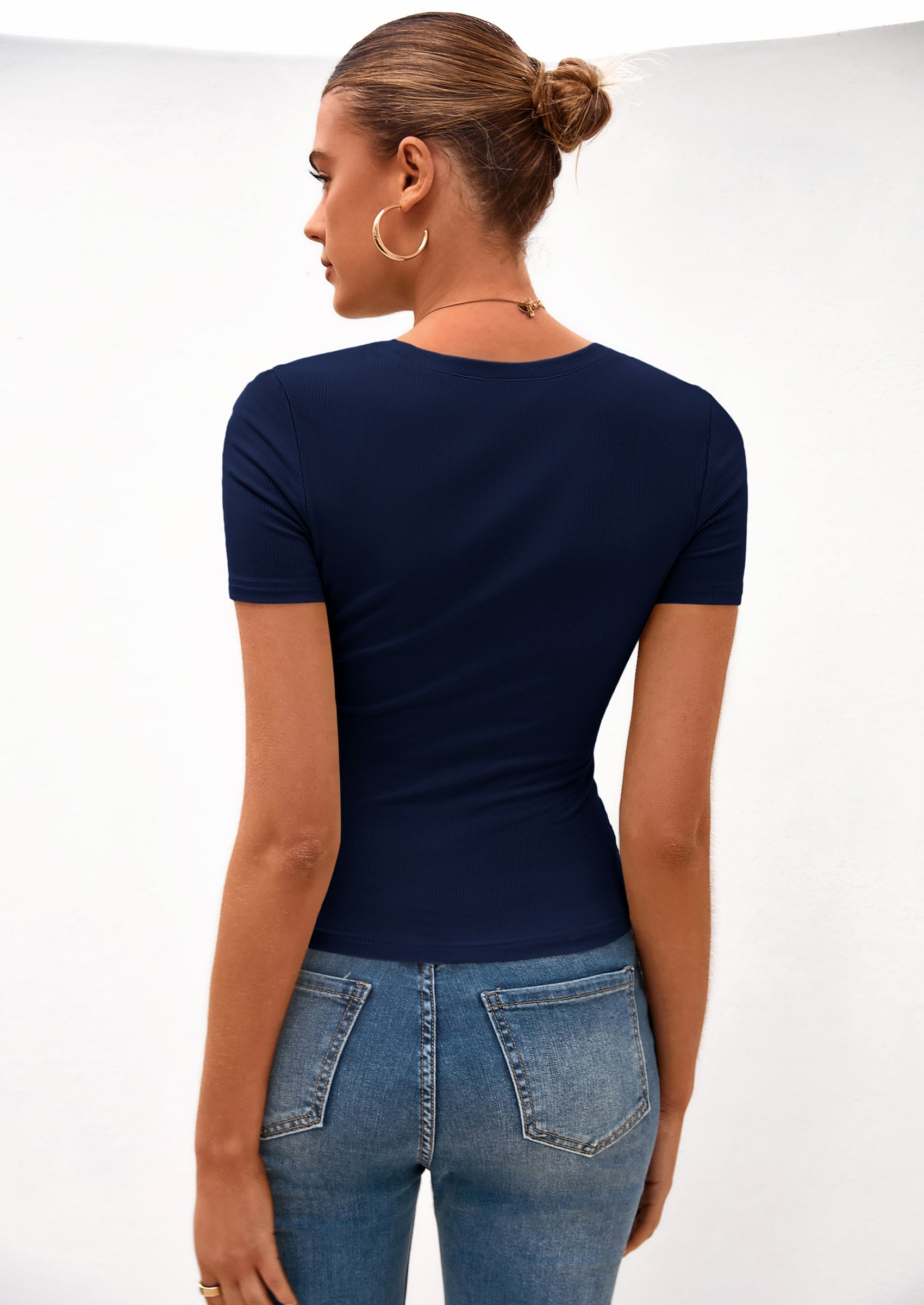 PRETTYGARDEN Women Summer Crew Neck Short Sleeve Tops Ribbed Knit Slim Fit Fashion Basic Tee Shirts Casual Going Out Top PRETTYGARDEN