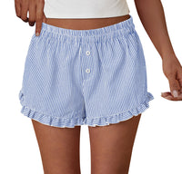 PRETTYGARDEN Womens Boxer Shorts Y2K Ruffle Pajama Summer Spring Lounge Sleep Striped Casual Beach Pj Bottoms Pockets PRETTYGARDEN