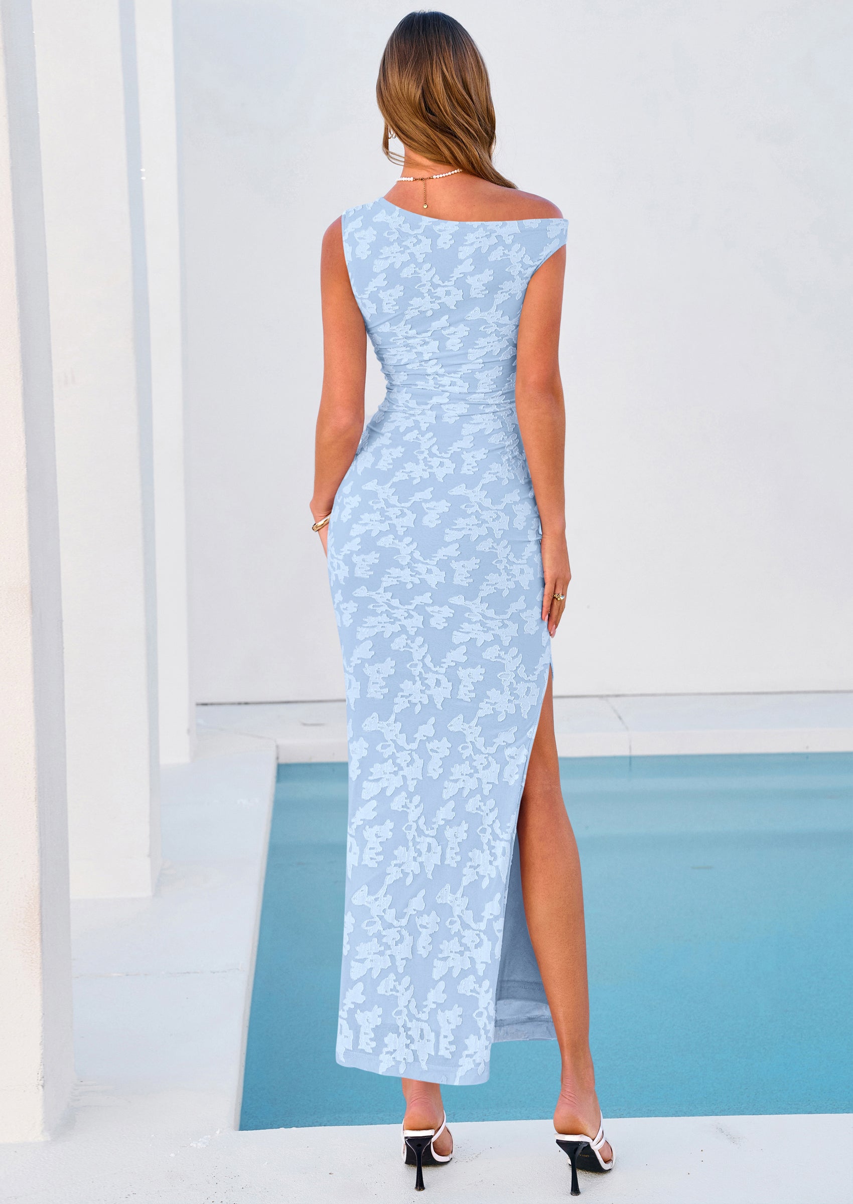 PRETTYGARDEN Womens Floral One Shoulder Maxi Dress Summer Spring Bodycon Ruched Side Slit Elegant Cocktail Party Dresses PRETTYGARDEN