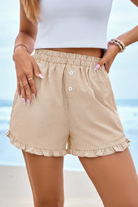 PRETTYGARDEN Womens Boxer Shorts Y2K Ruffle Pajama Summer Spring Lounge Sleep Striped Casual Beach Pj Bottoms Pockets PRETTYGARDEN