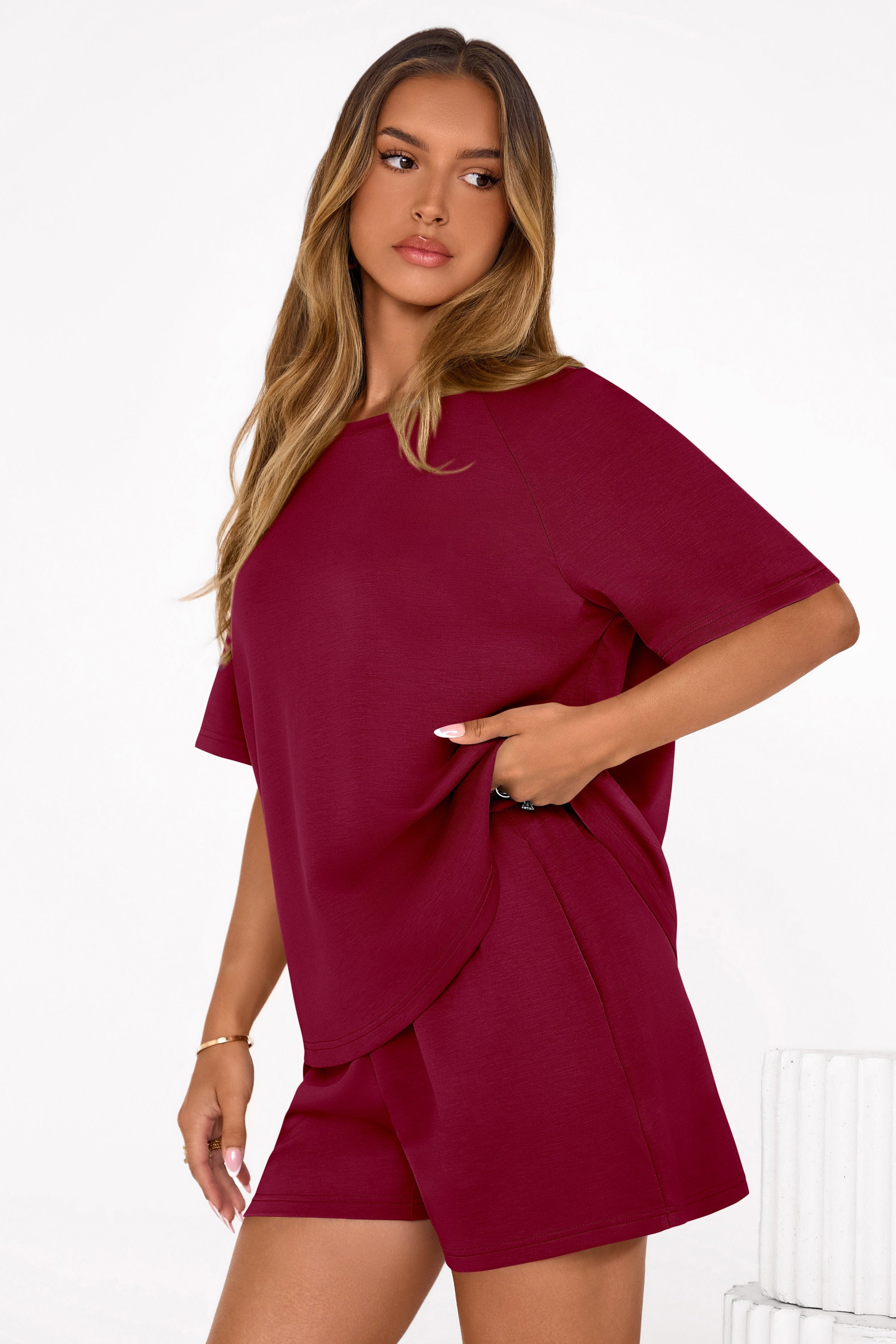 PRETTYGARDEN Women's 2 Piece Lounge Sets Short Sleeve Shirts Casual Tops Shorts Matching Clothing Summer Airport Outfits PRETTYGARDEN