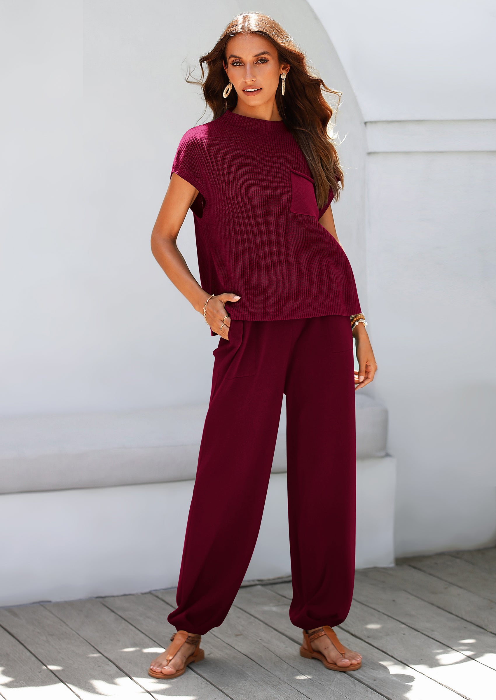 PRETTYGARDEN Womens Two Piece Outfits Sweater Sets Knit Pullover Tops And High Waisted Pants Matching Tracksuit Sweatsuit Set