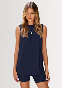 PRETTYGARDEN 2 Piece Sets for Women Summer Matching Lounge Shorts Set Resort Airport Travel Loungewear Outfits Clothing