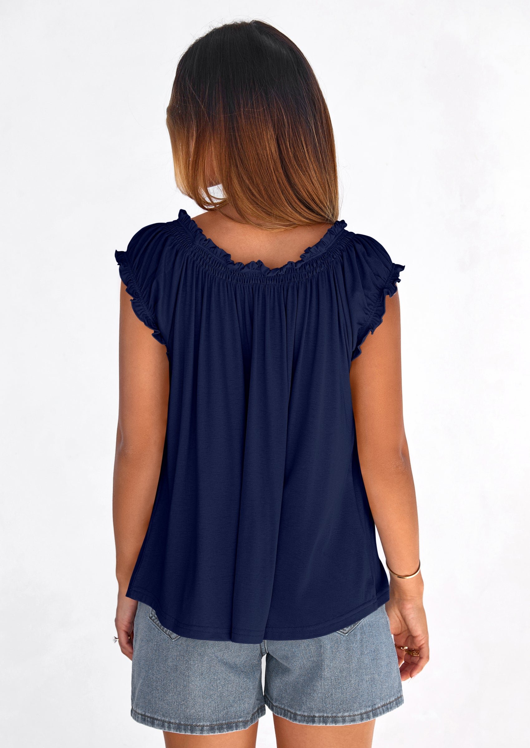 PRETTYGARDEN Womens Tie Front Tank Tops Summer Fashion Cap Sleeve Babydoll Blouses Flowy Shirts Spring Going Out Outfits PRETTYGARDEN