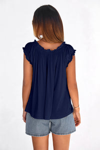 PRETTYGARDEN Womens Tie Front Tank Tops Summer Fashion Cap Sleeve Babydoll Blouses Flowy Shirts Spring Going Out Outfits PRETTYGARDEN