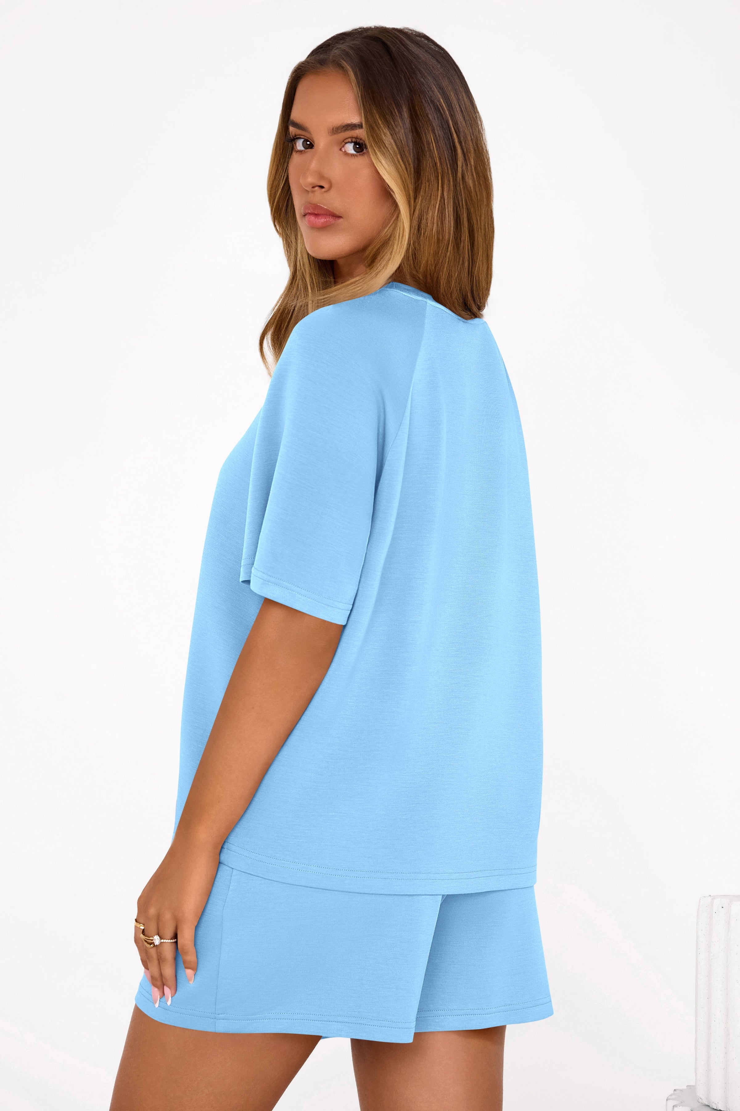 PRETTYGARDEN Women's 2 Piece Lounge Sets Short Sleeve Shirts Casual Tops Shorts Matching Clothing Summer Airport Outfits PRETTYGARDEN