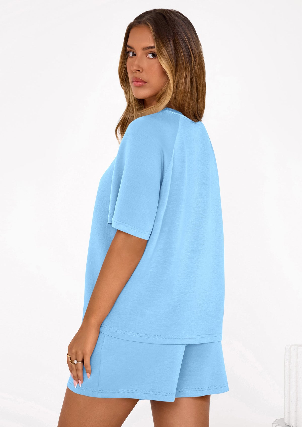 PRETTYGARDEN Women's 2 Piece Lounge Sets Short Sleeve Shirts Casual Tops Shorts Matching Clothing Summer Airport Outfits PRETTYGARDEN